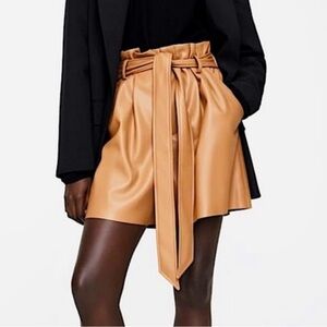 Zara Faux Leather Paperbag Shorts